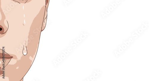 silent tears a minimalist portrait of grief and loss, isolated on transparent background