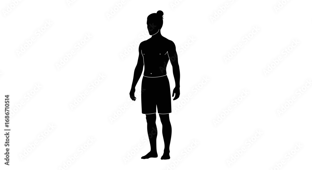 Fototapeta premium silhouette of a man poised, powerful, and ready, isolated on transparent background