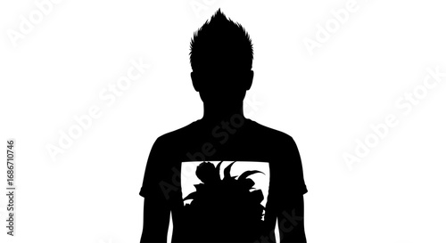 silhouette of a young man, a modern enigma in monochrome, isolated on transparent background