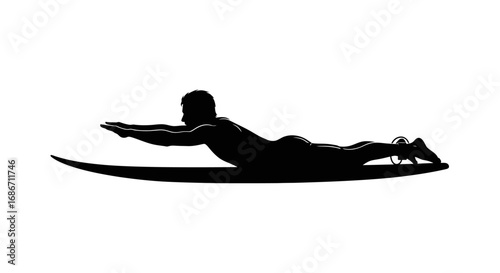 surfer silhouette ocean grace, balance, and effortless glide, isolated on transparent background