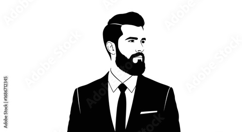 the bearded executive ambition, style, and the modern boardroom, isolated on transparent background
