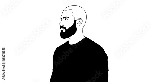 the bearded mans contemplation a monochrome portrait of introspection, isolated on transparent background