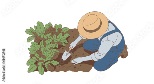 the diligent gardener cultivating lifes bounty, isolated on transparent background