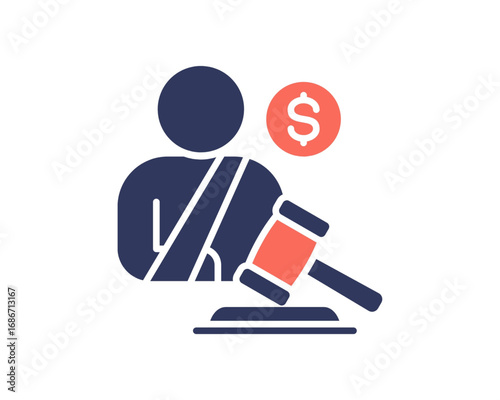 Professional Legal Services and Financial Consultation Concept Icon. Illustrative Graphic Representing Justice, Law, and Monetary Aspects of Business and Court Systems