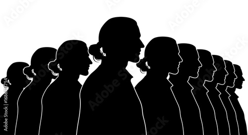 the silent chorus a collective silhouette of unified resolve, isolated on transparent background