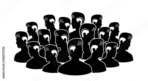 the silent chorus a monochrome study of conformity and the crowd, isolated on transparent background