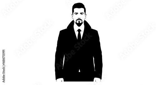 the silent guardian a man of mystery in black, isolated on transparent background