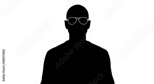 the silent observer a mysterious silhouette in aviators, isolated on transparent background