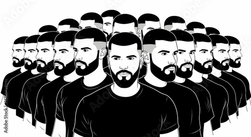 the uniformity of conformity a monochrome study of identity and the crowd, isolated on transparent background