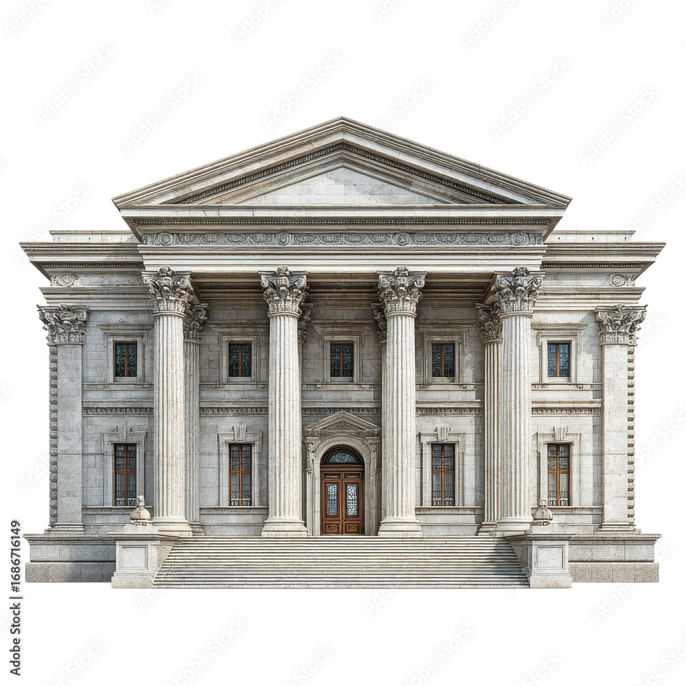 Obraz premium Majestic Neoclassical Building with Grand Columns and Steps Entrance