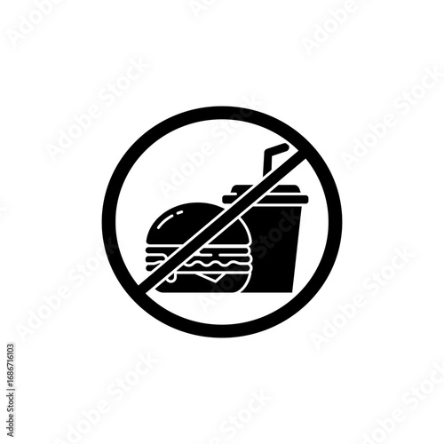 Icon Warning No Food in Silhouette Style Vector Isolated Design