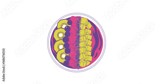 vibrant acai bowl tropical fusion, healthy delight, isolated on transparent background