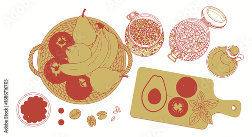 vibrant food still life a symphony of autumnal colors, isolated on transparent background