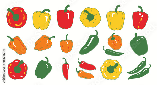 vibrant pepper collection a zesty display of colors and flavors, isolated on transparent background