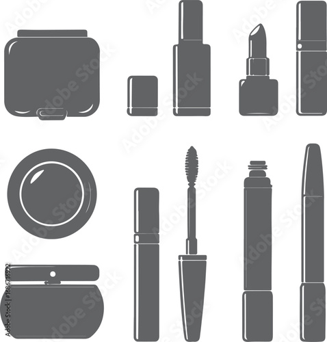 A Comprehensive Collection of Cosmetic Elements Vector Icons of Makeup, Skincare, and Beauty Products

