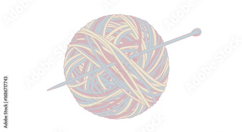 yarn ball and knitting needle awaiting creative hands, isolated on transparent background