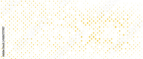 Gold confetti star seamless pattern. Yellow spark repeated wallpaper. Golden glitter sparkle repeating background.eps10