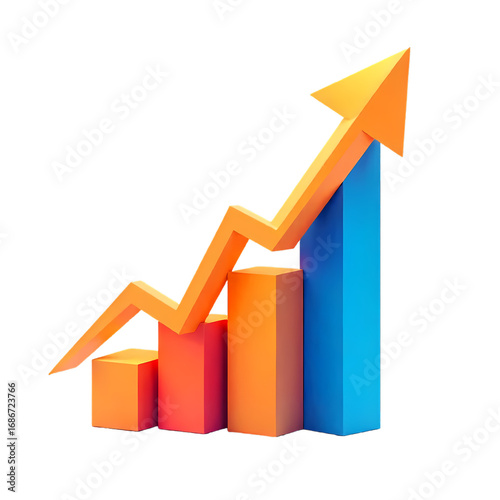 Vibrant and detailed 3D rendering of a rising bar graph with an upward trend arrow, symbolizing financial success and positive data analysis Free Download Vibrant and detailed 3D rendering of a rising bar graph with an upward trend arrow, symbolizing financial success and positive data analysis - GFXLoad