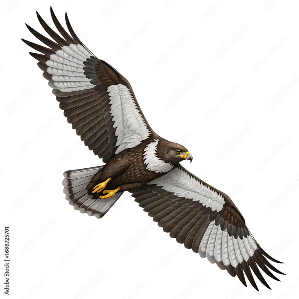 Obraz premium Majestic avian predator soars, its formidable wings cutting through the silent