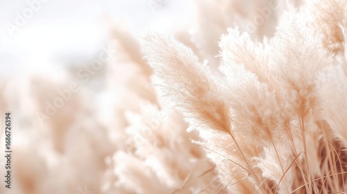 Soft Pampas Grass Swaying Gently in the Breeze Under Warm Sunlight with Dreamy Aesthetic
