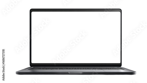 Gray laptop with blank white screen (1)