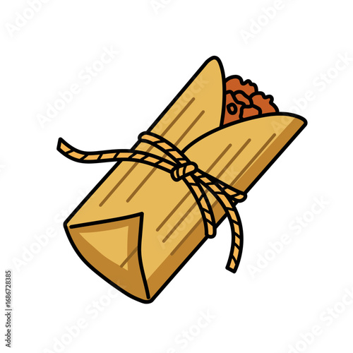 cartoon tamale mexican food wrapped corn husk