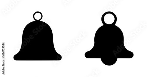 silhouette bell icons representing notifications and alerts. christmas bell isolated
