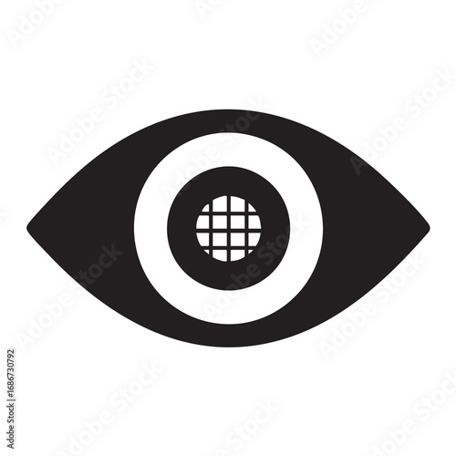 Eye Silhouette Vector with Grid Pupil & Camera Lens