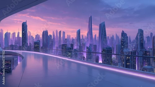 Futuristic City Skyline Viewpoint