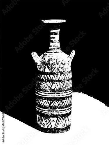 Ancient patterned vase showcasing intricate tribal designs and artisanal craftsmanship