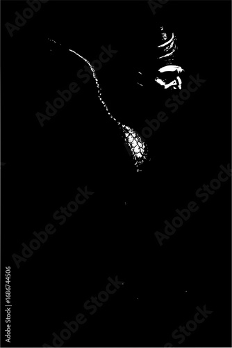 Sleek snake coiled elegantly, scales shimmering with a predatory grace and mysterious allure.