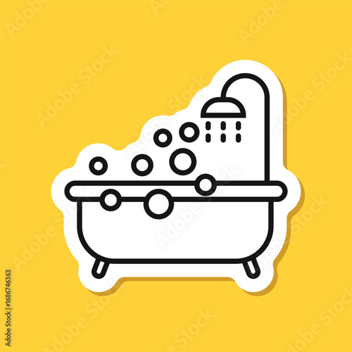 Bath sticker icon in flat style. Bathroom vector illustration on isolated background. Bathtub sign business concept.
