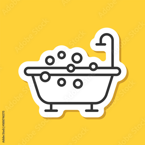 Bath sticker icon in flat style. Bathroom vector illustration on isolated background. Bathtub sign business concept.
