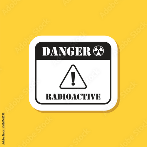 Radioactive material sticker icon in flat style. Radiation danger vector illustration on isolated background. Caution sign business concept.