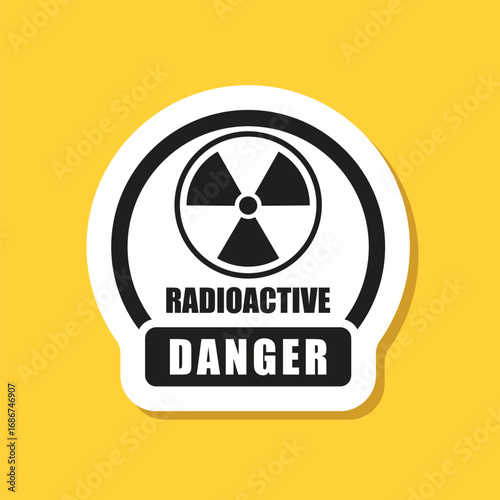 Radioactive material sticker icon in flat style. Radiation danger vector illustration on isolated background. Caution sign business concept.