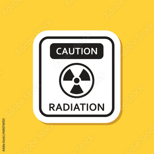 Radioactive material sticker icon in flat style. Radiation danger vector illustration on isolated background. Caution sign business concept.