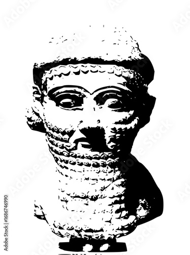 Ancient Mesopotamian bust sculpture conveying power and historical depth