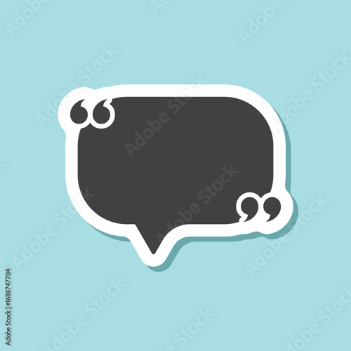 Quote frame sticker icon in flat style. Speech bubble vector illustration on isolated background. Comment sign business concept.