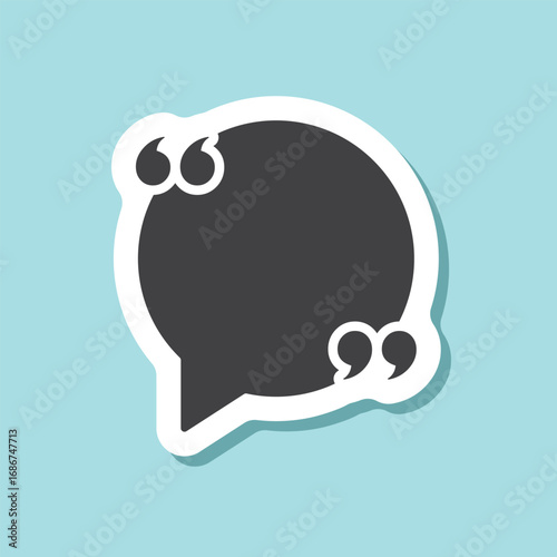 Quote frame sticker icon in flat style. Speech bubble vector illustration on isolated background. Comment sign business concept.