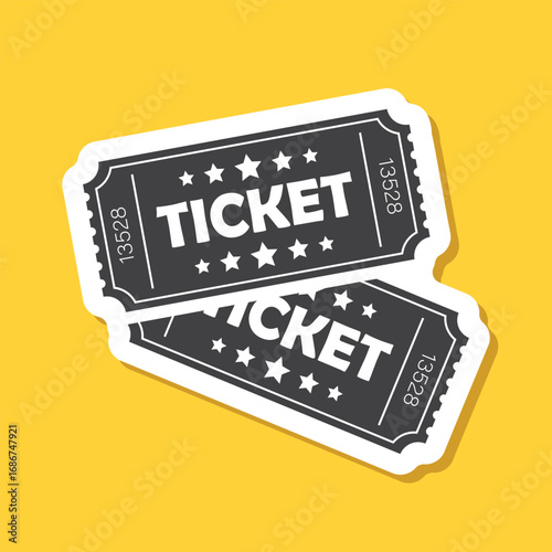 Ticket sticker icon in flat style. Coupon vector illustration on isolated background. Admit one sign business concept.