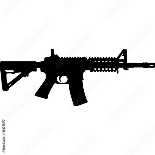 Black vector silhouette of assault rifle
