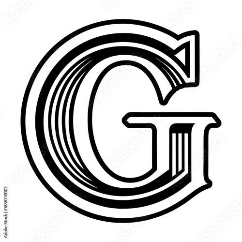 Minimalistic letter g logo in solid style