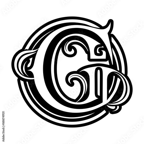 Modern g monogram in filled style
