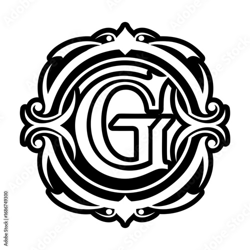 Letter g monogram in filled style