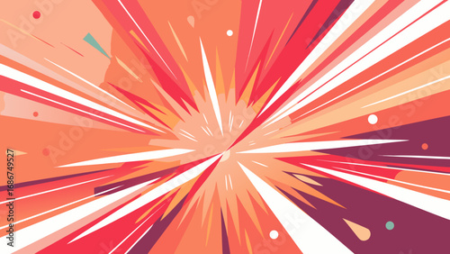 Explosion of vibrant colors and sharp lines radiating outwards