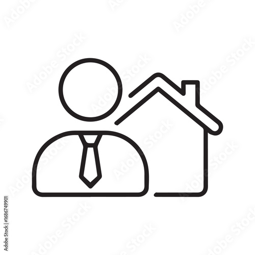 Realtor icon vector. Real estate agent with house line symbol. Property business and homeowner concept illustration.
