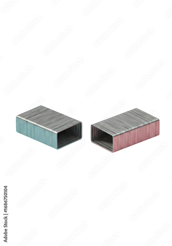 Obraz premium Isolated Staples On Transparent Background in Blue and Red Metal Colors
