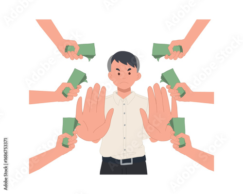 Refusal to accept bribes An individual's stance against corruption and financial influence