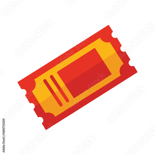 Red and Yellow Ticket with Perforated Edges Keywords: ticket, admission, entry, event, concert