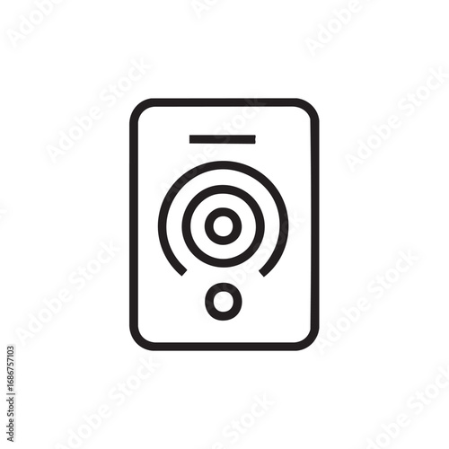 A line drawing of a speaker or music player.